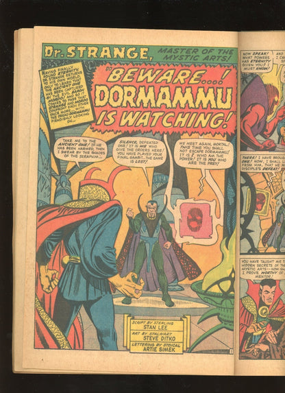 Strange Tales #139 (1965) close up spine and edge wear condition