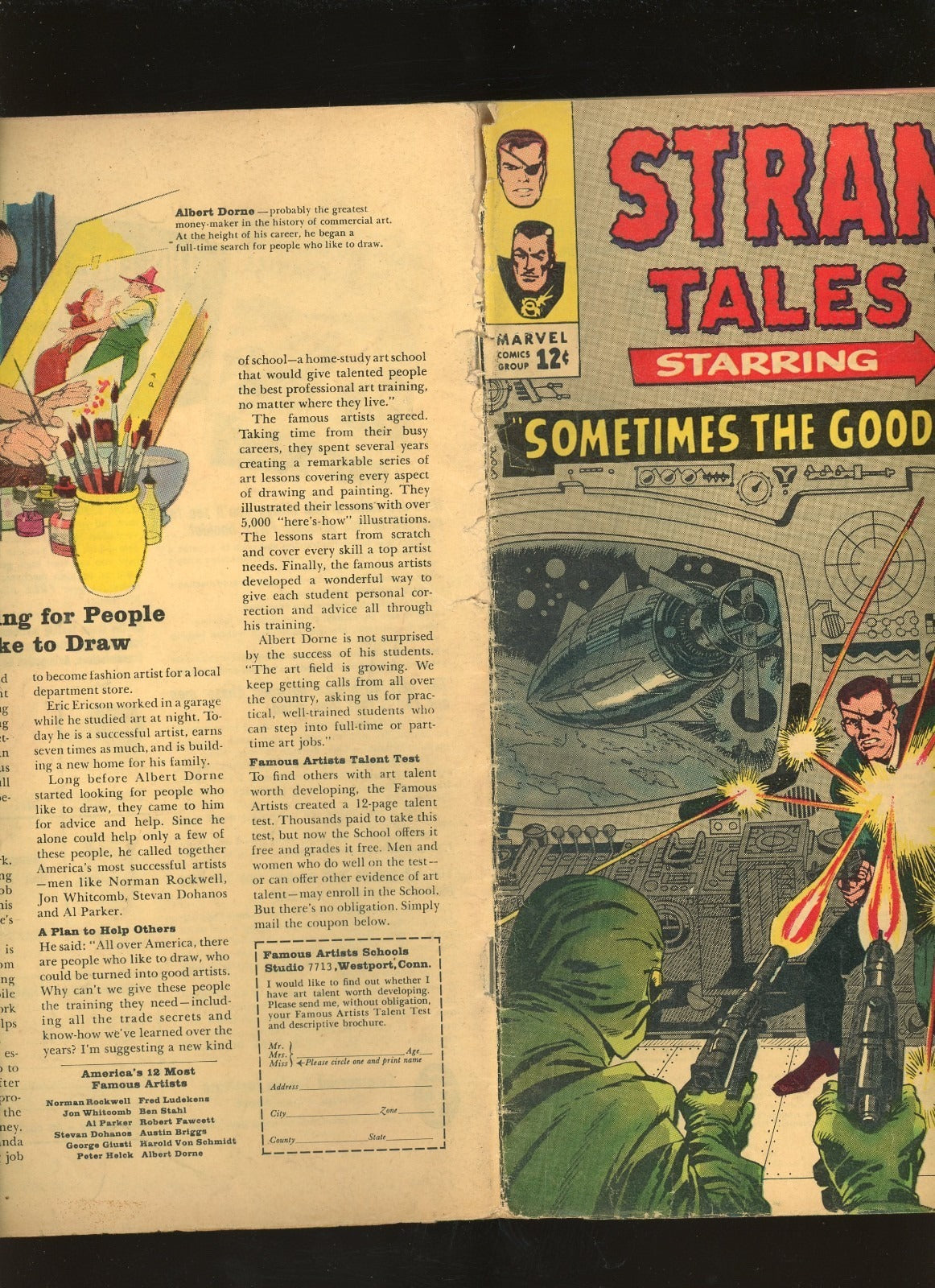Strange Tales #138 (1965) close up spine and edge wear condition