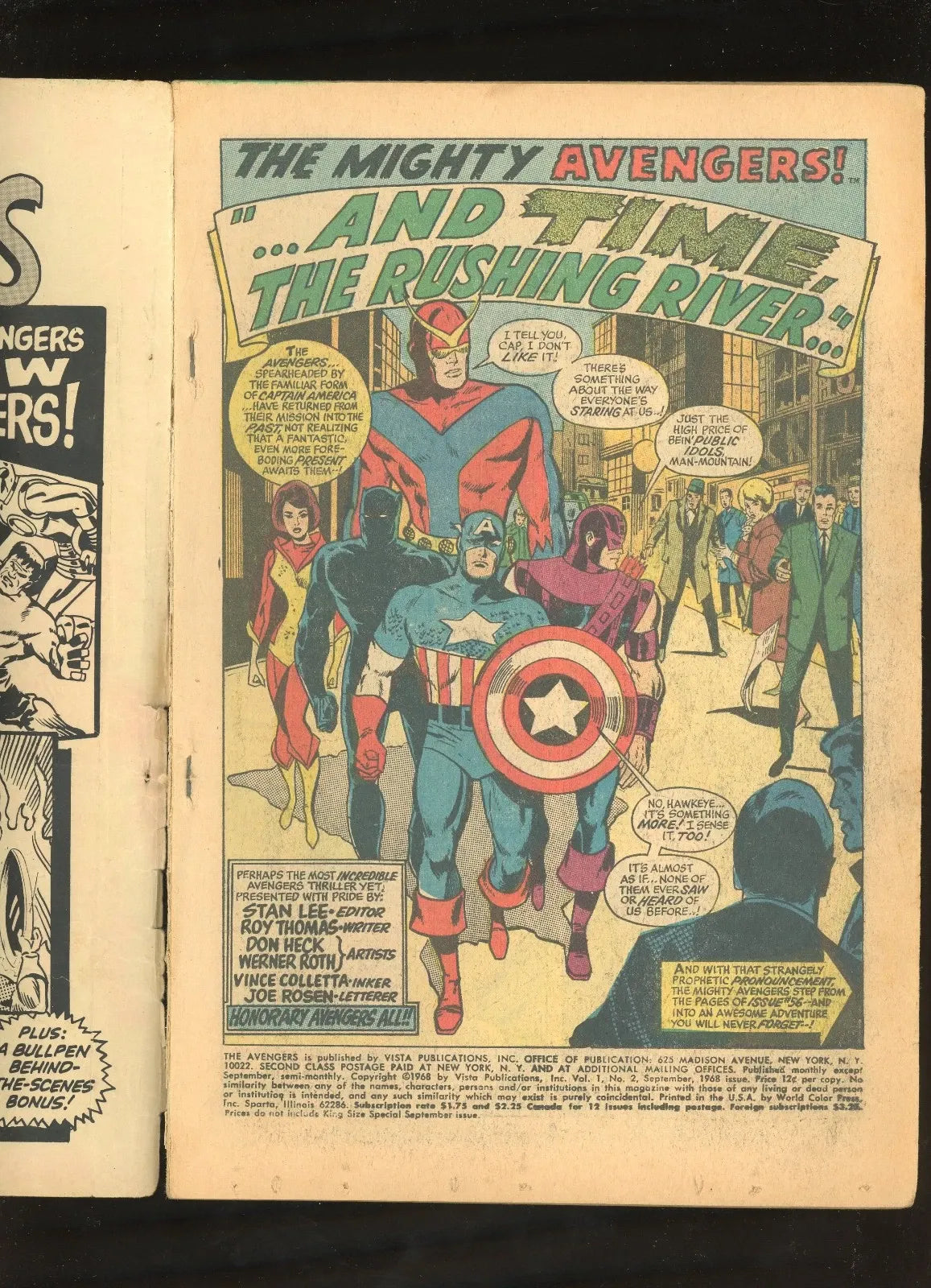 Avengers King-Size Special #2 (1968) centerfold and staples condition photo