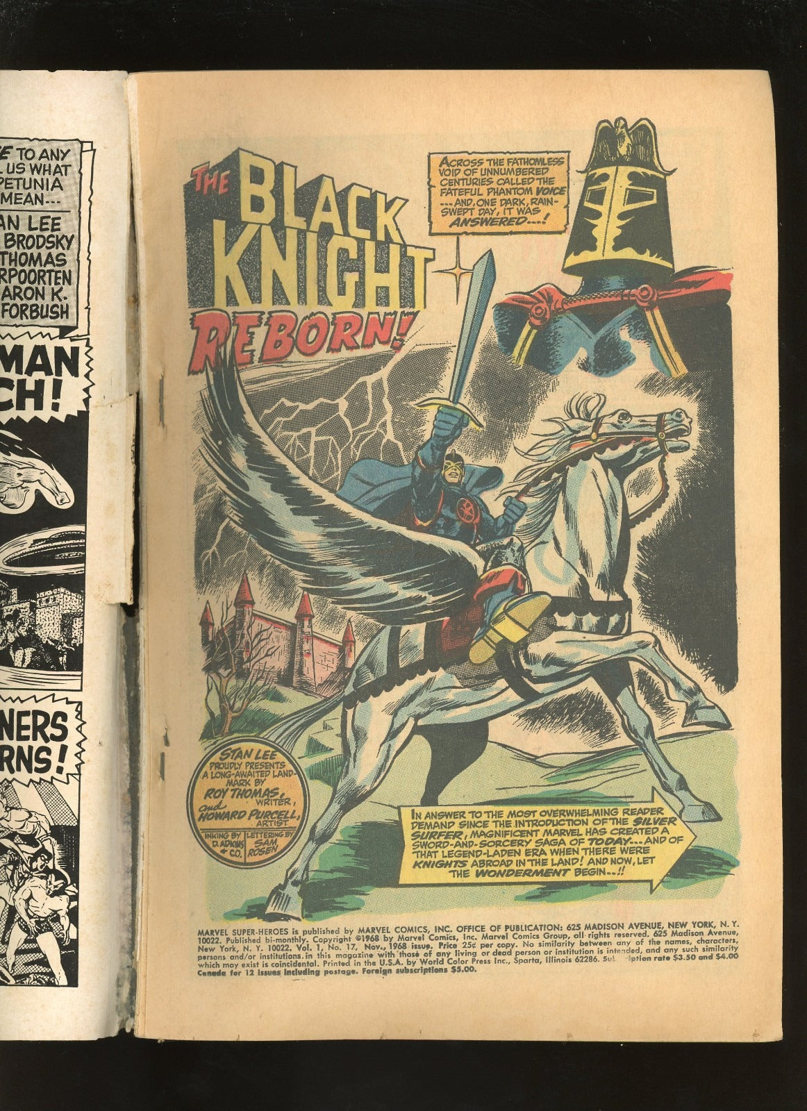 Marvel Super-Heroes #17 (1968) close up spine and edge wear condition