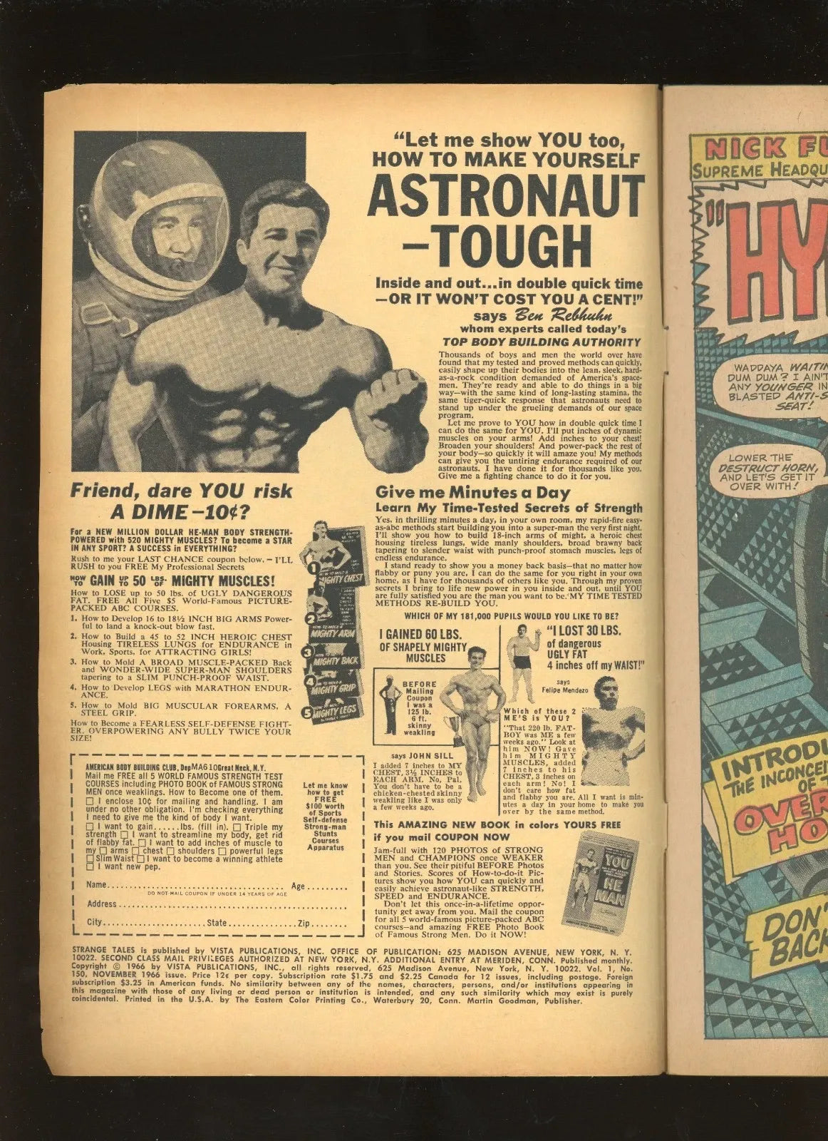 Strange Tales #150 (1966) centerfold and staples condition photo