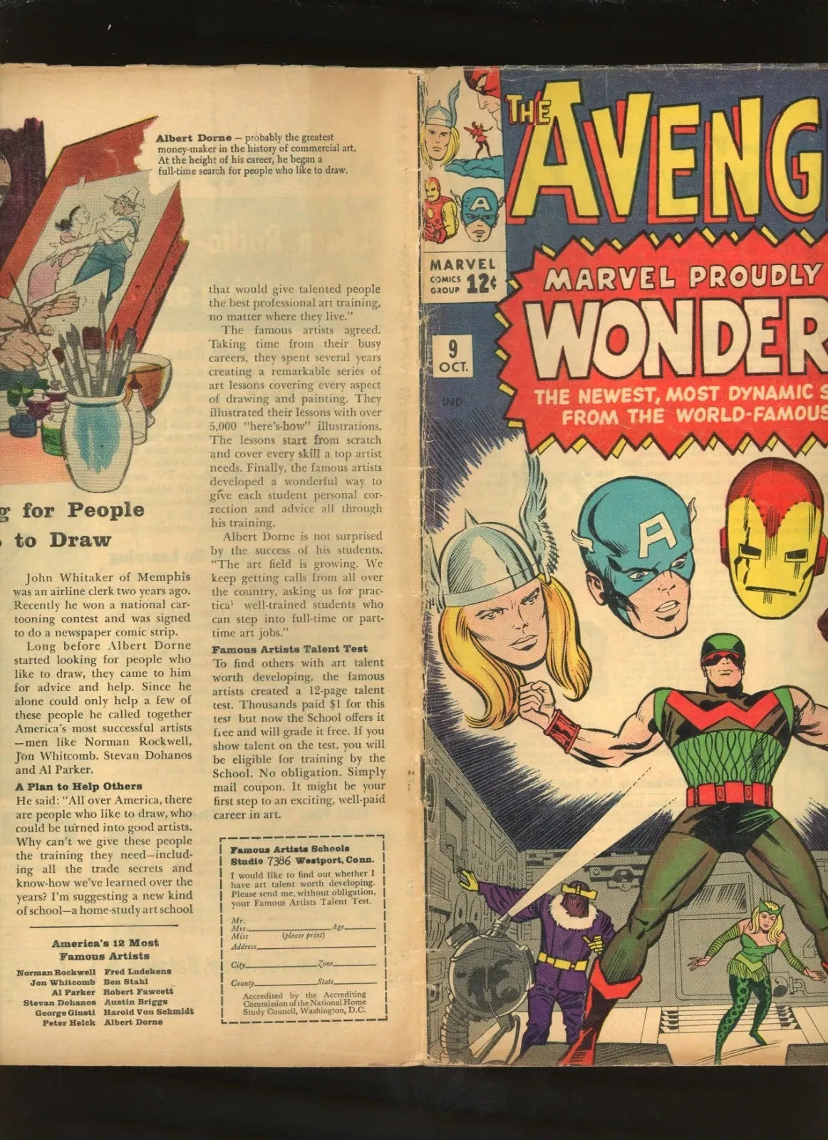 Avengers #9 (1964) back cover condition photo raw comic