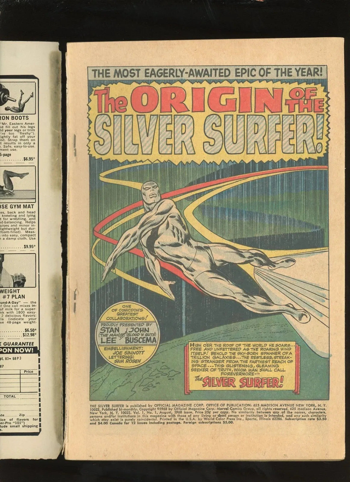 Silver Surfer #1 (1968) close up spine and edge wear condition
