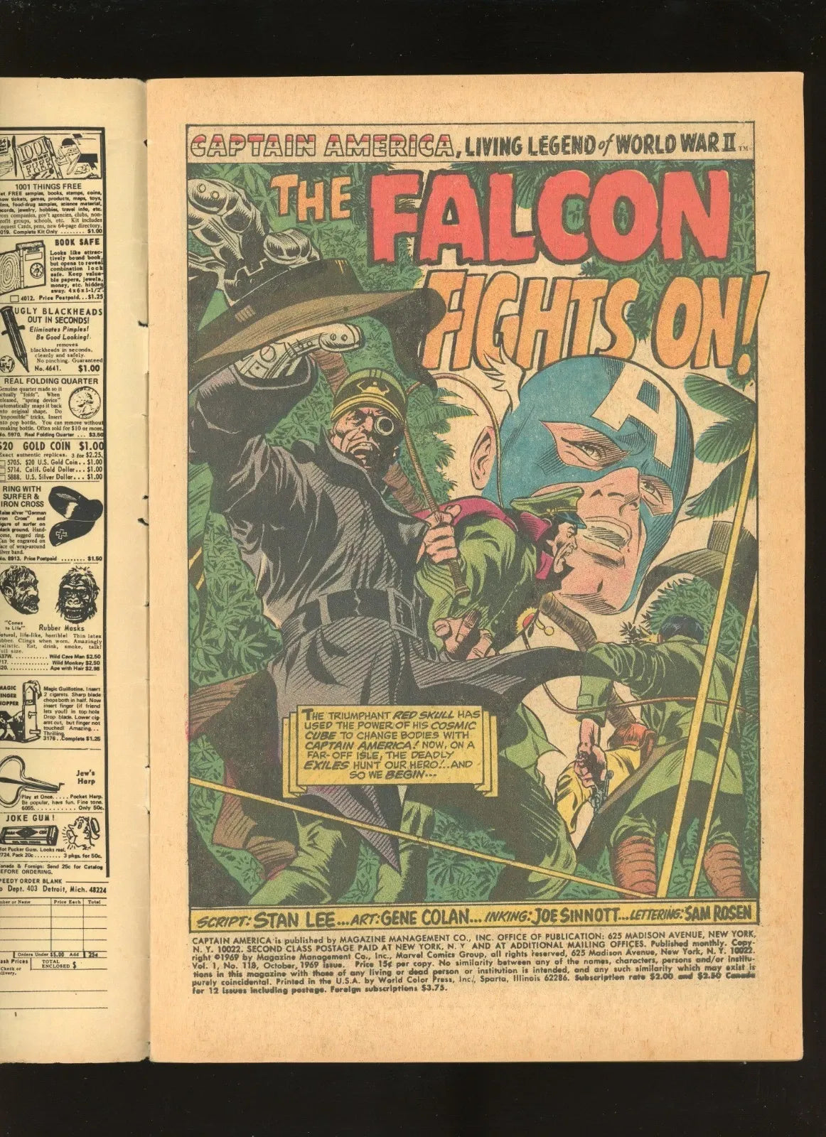 Captain America #118 (1969) centerfold and staples condition photo