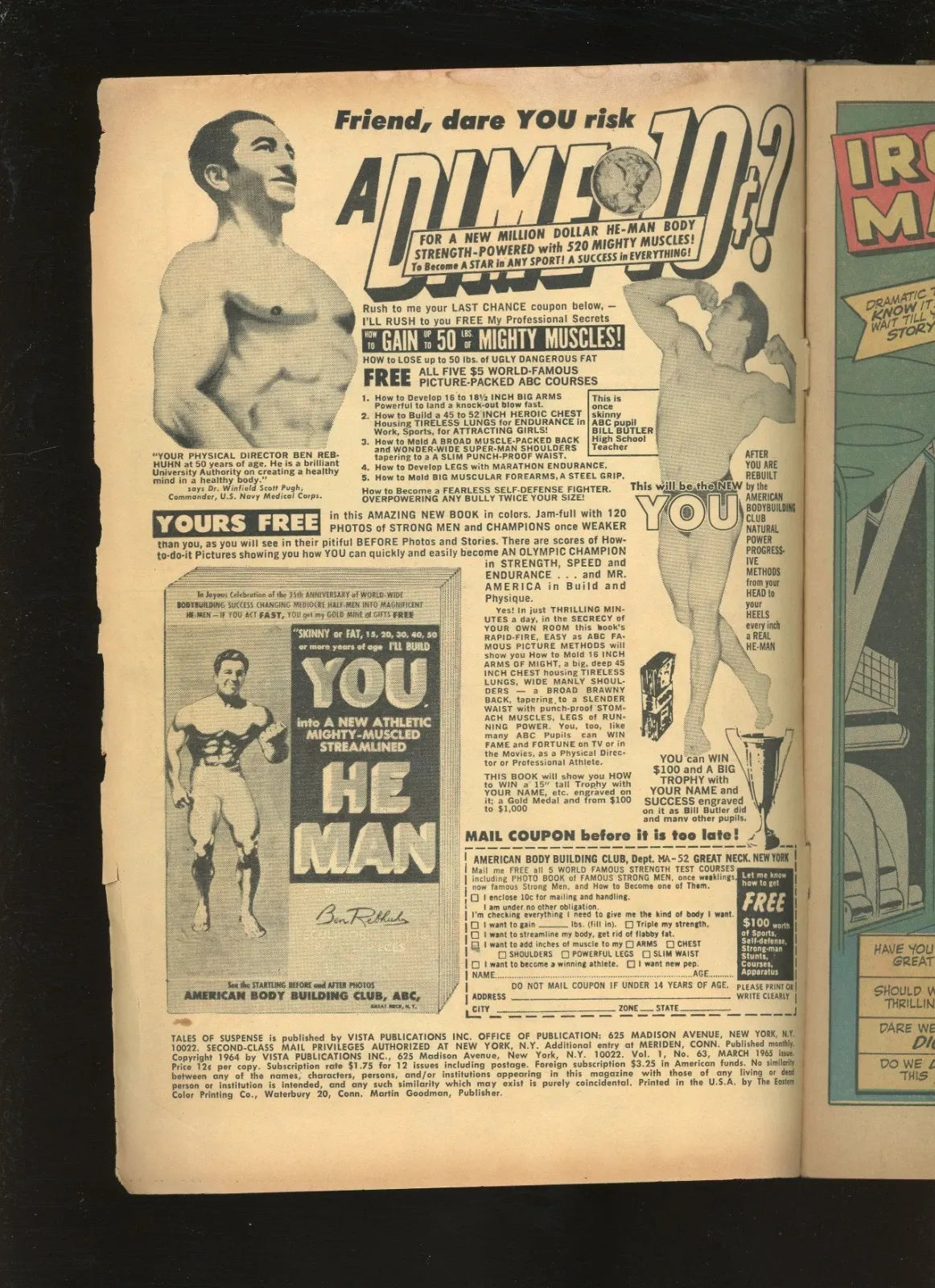 Tales of Suspense #63 (1965) close up spine and edge wear condition