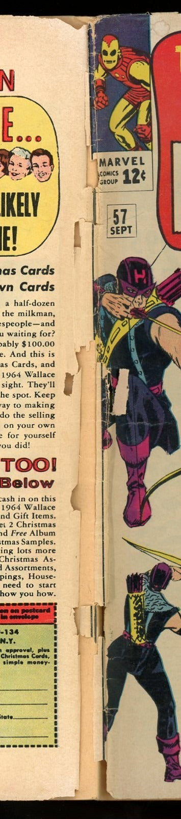 Tales of Suspense #57 (1964) centerfold and staples condition photo