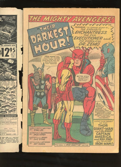 Avengers #7 1964 centerfold staples condition Silver Age Marvel comic