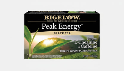 Bigelow Peak Energy plus Extra L-Theanine & Caffeine Black Tea Tea Bags product image - Pops Trading Company