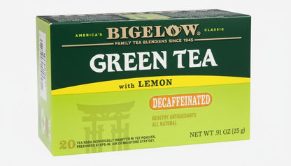Bigelow Green Tea with Lemon Decaf Tea Bags product image - Pops Trading Company
