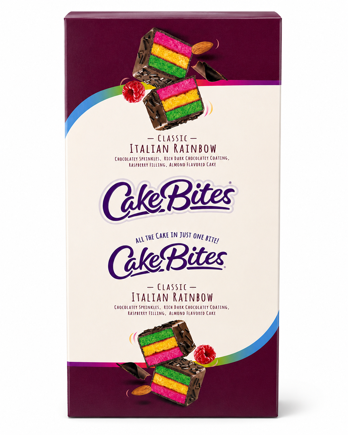 CakeBites Classic Italian Rainbow – 12 Individually Packaged Cake Snacks