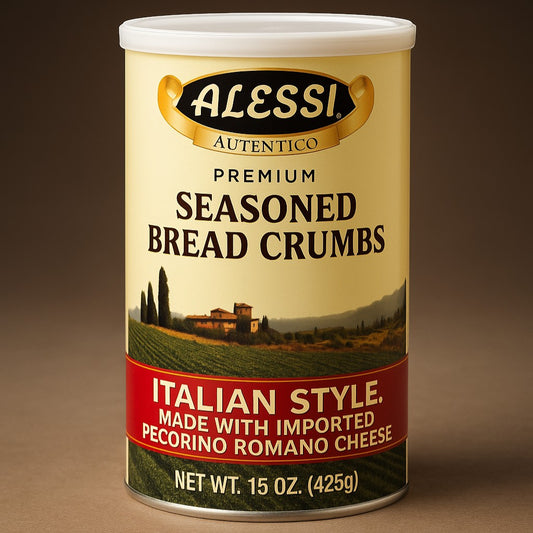 Alessi Italian Style Seasoned Bread Crumbs 15 oz Canister product image - Pops Trading Company