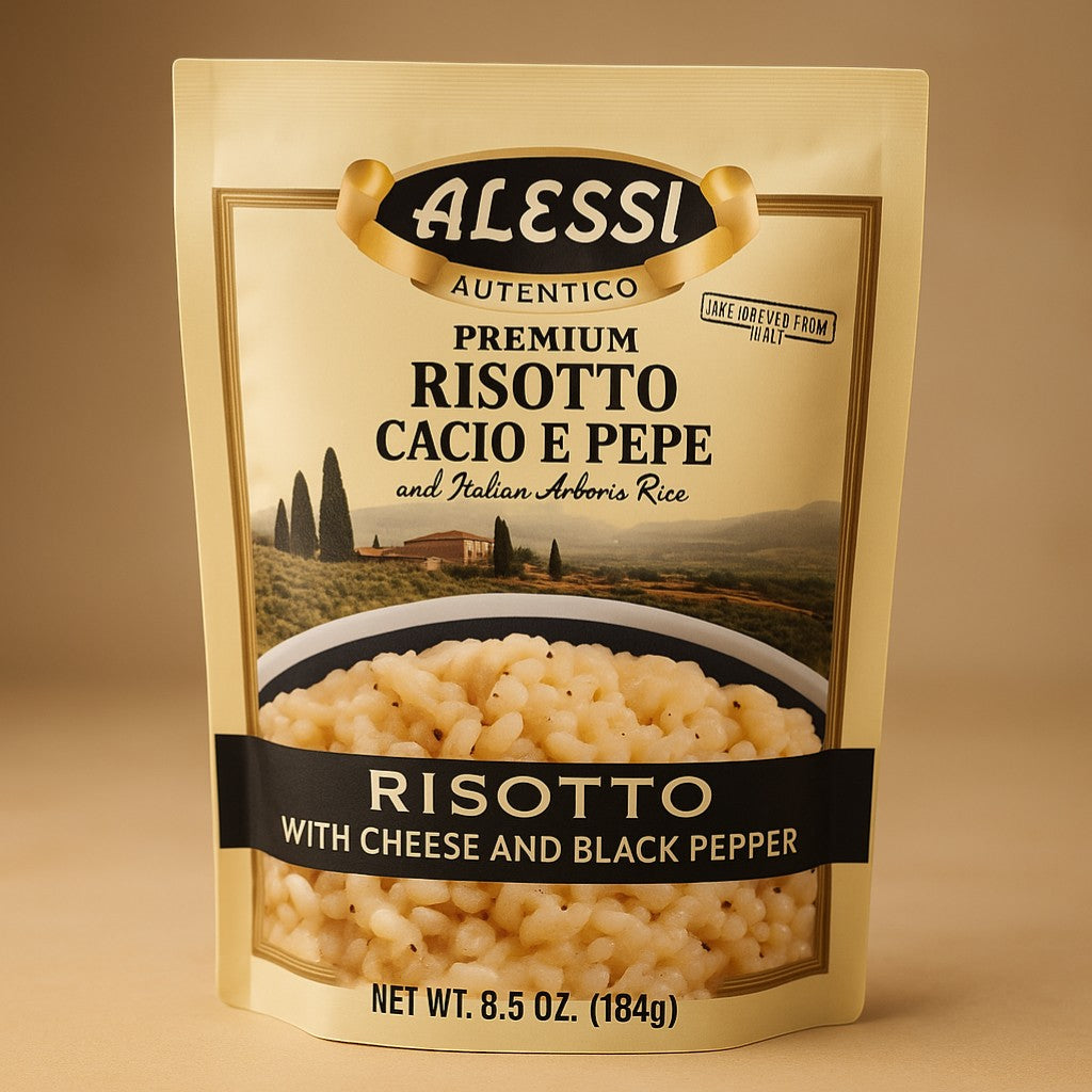 Alessi Risotto with Cheese and Black Pepper 6.5 oz product image - Pops Trading Company