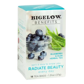 Bigelow Benefits Radiate Beauty Blueberry & Aloe Herbal Tea Tea Bags product image - Pops Trading Company