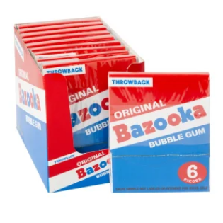 Bazooka Throwback Mini Wallet Bubble Gum 1.27 oz - 12 Count Box product image – Bazooka bubble gum and nostalgic candy