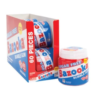 Bazooka Sugar Free Bubble Gum Cup 4 oz - 6 Count Box product image – Bazooka bubble gum and nostalgic candy