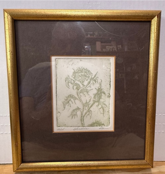 Original Nancy Stein Signed Limited Edition Botanical Etching Thistle