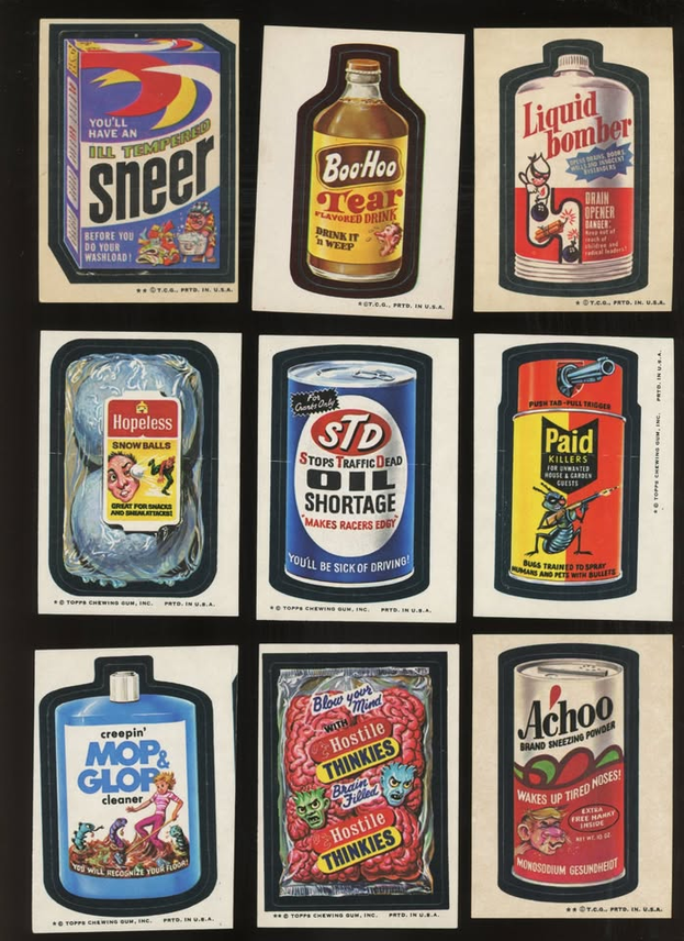 Vintage 1973-75 Topps Wacky Packages 45-Sticker Tan Back Lot