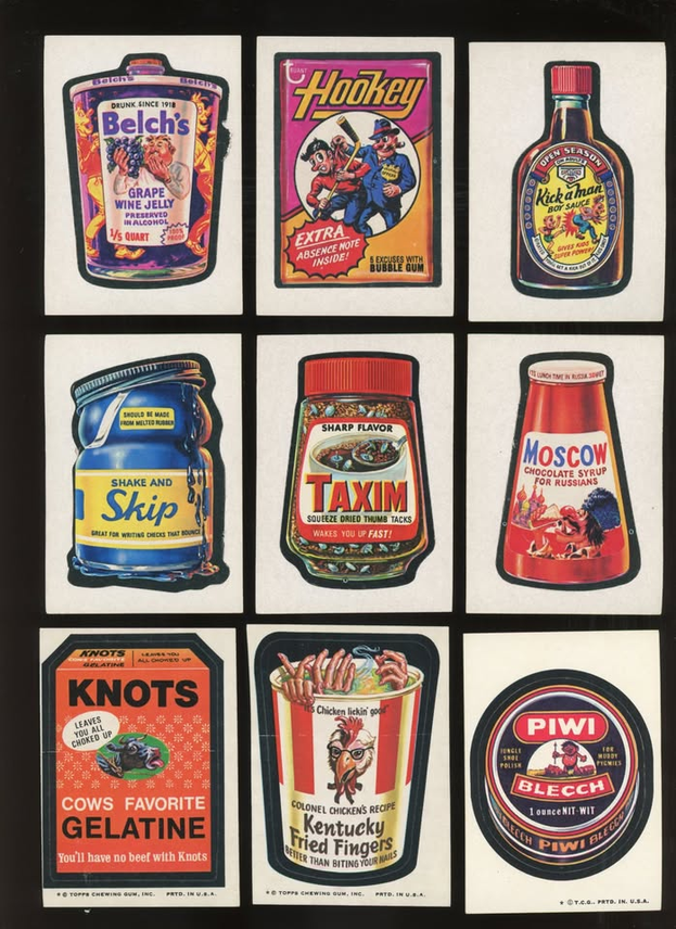 Vintage 1973-75 Topps Wacky Packages 45-Sticker Tan Back Lot