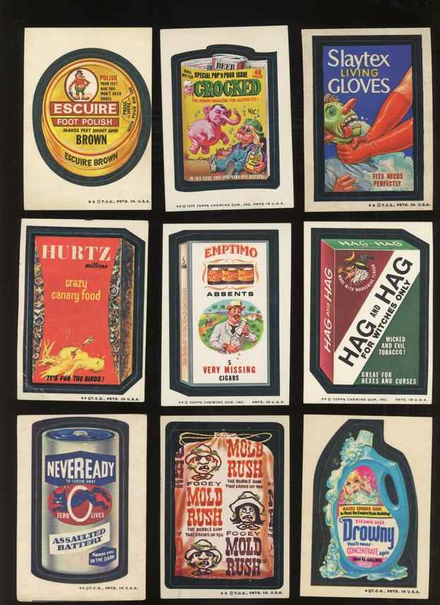 Vintage 1973-75 Topps Wacky Packages 45-Sticker Tan Back Lot