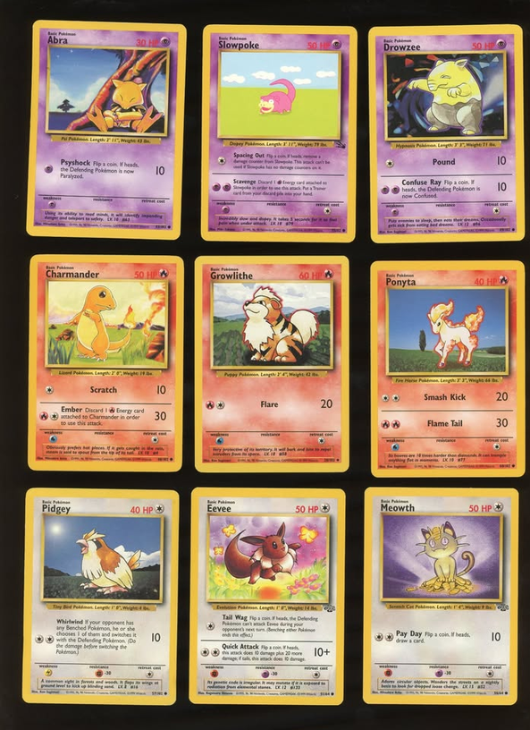Pokémon Lot 17 – 9 Vintage 1999 WOTC Base Jungle Fossil Cards