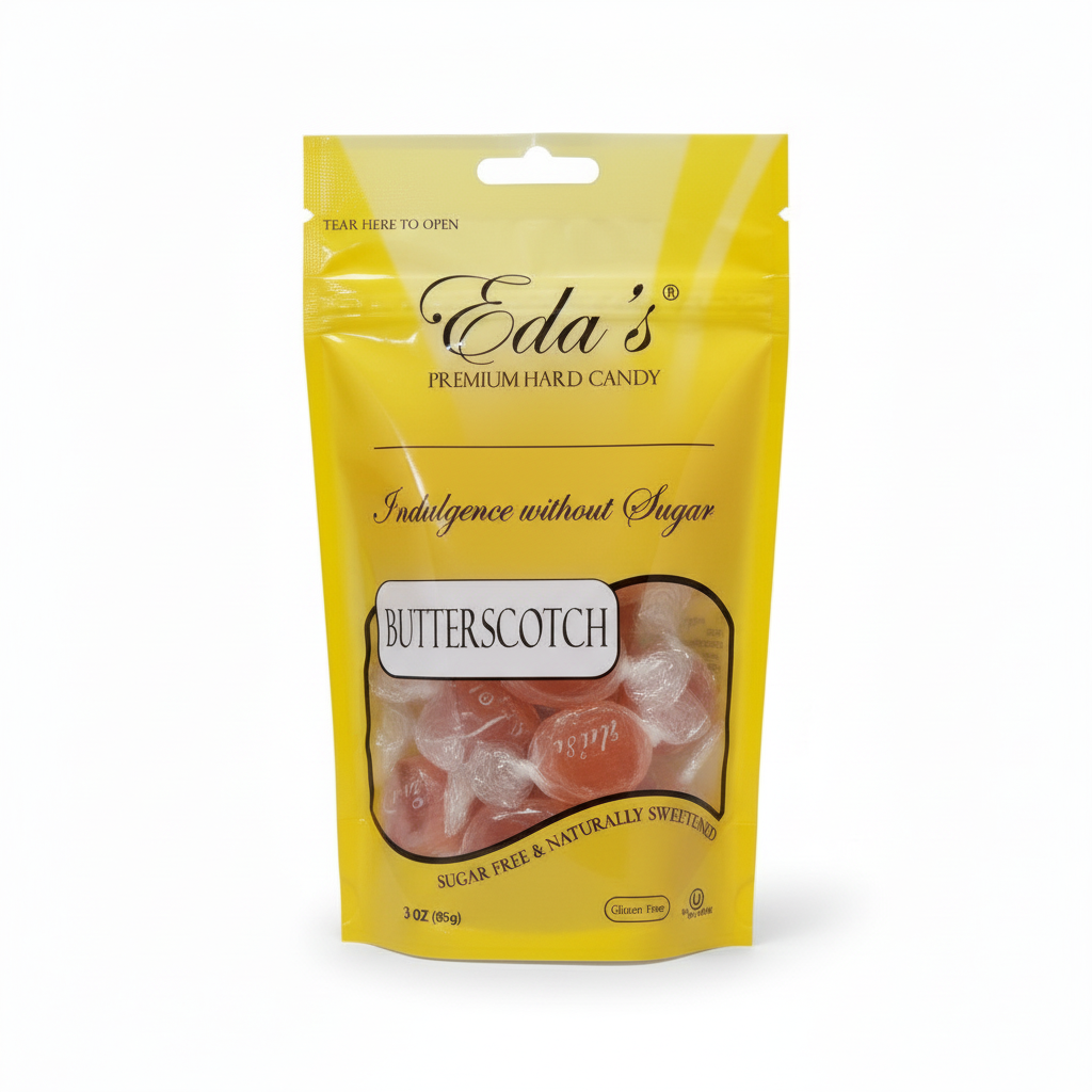 Eda's Sugar Free Butterscotch Hard Candy 3.5 oz 6 Pack product image at Pops Trading Company