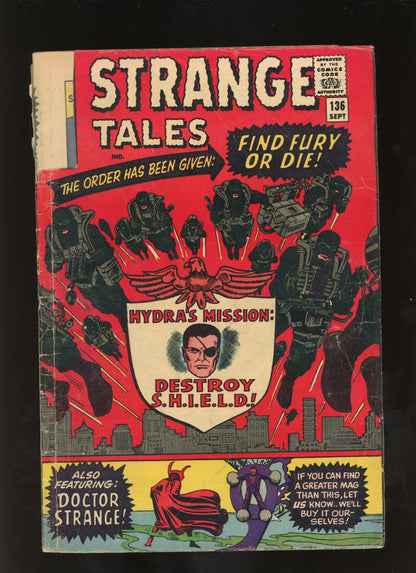 Strange Tales #136 (1965) Nick Fury S.H.I.E.L.D. Doctor Strange GD 2.0
