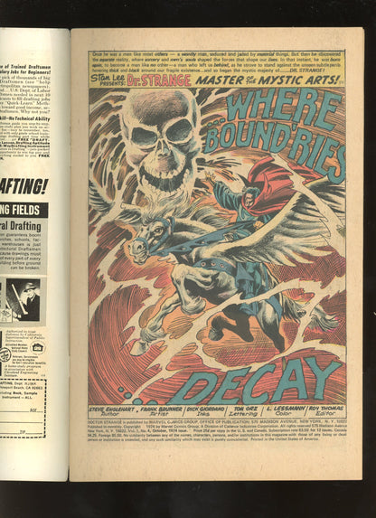 Doctor Strange #4 (1974) Frank Brunner Skull Cover VG/FN 5.0