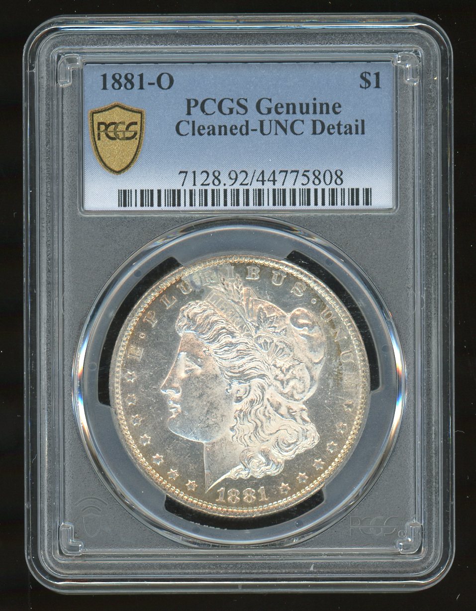 1881-O Morgan Silver Dollar PCGS Genuine Cleaned UNC Detail New Orleans Mint- 808 product image - Pops Trading Company
