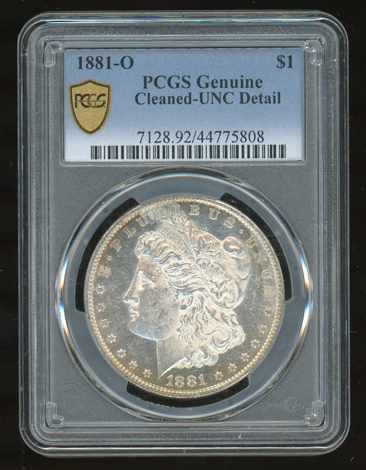 1881-O Morgan Silver Dollar PCGS Genuine Cleaned UNC Detail New Orleans Mint- 808