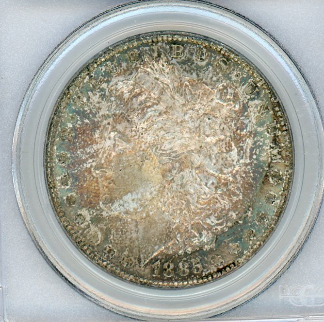 1885-O Morgan Silver Dollar Nicely Rainbow Toned PCGS MS64 Certified US Coin product image - Pops Trading Company