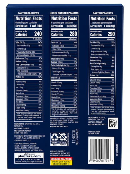 Planters Single-Serve Variety Pack – 24 Count Peanuts & Cashews