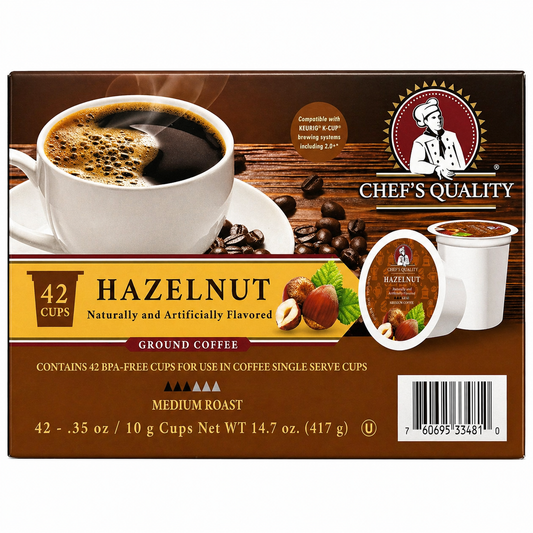 Chef's Quality Hazelnut Single Serve Coffee Cups 42ct product image at Pops Trading Company