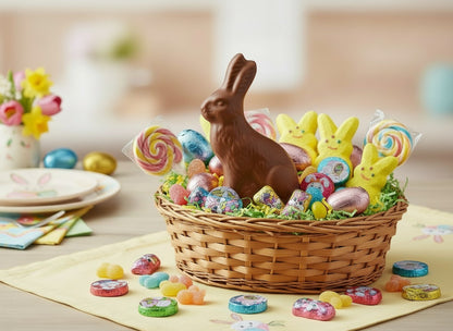 POPS TRADING COMPANY Bunny Munny Chocolate Crisp Coins 8 ounces (26pc) side package detail image - Pops Trading Company