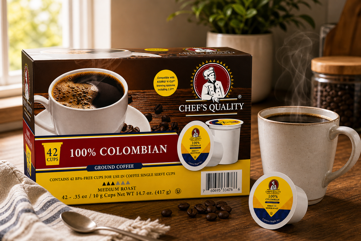 Chef's Quality 100% Colombian Single Serve Coffee Cups 42ct product image at Pops Trading Company