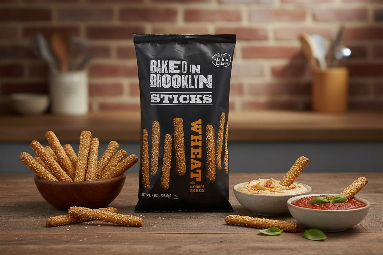 Baked in Brooklyn Deli Style Whole Wheat Sesame Breadsticks 6 oz 3 Pack product image at Pops Trading Company