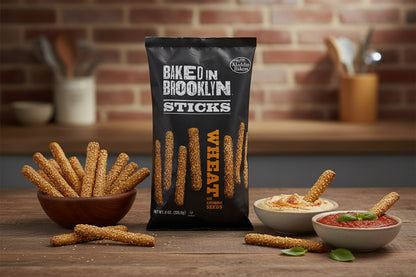 Baked in Brooklyn Deli Style Whole Wheat Sesame Breadsticks 6 oz 3 Pack product image at Pops Trading Company