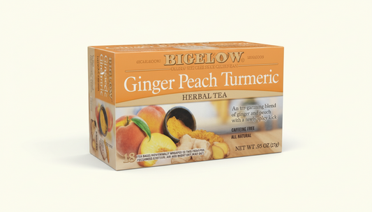 Bigelow Ginger Peach Turmeric Herbal Tea Tea Bags product image - Pops Trading Company