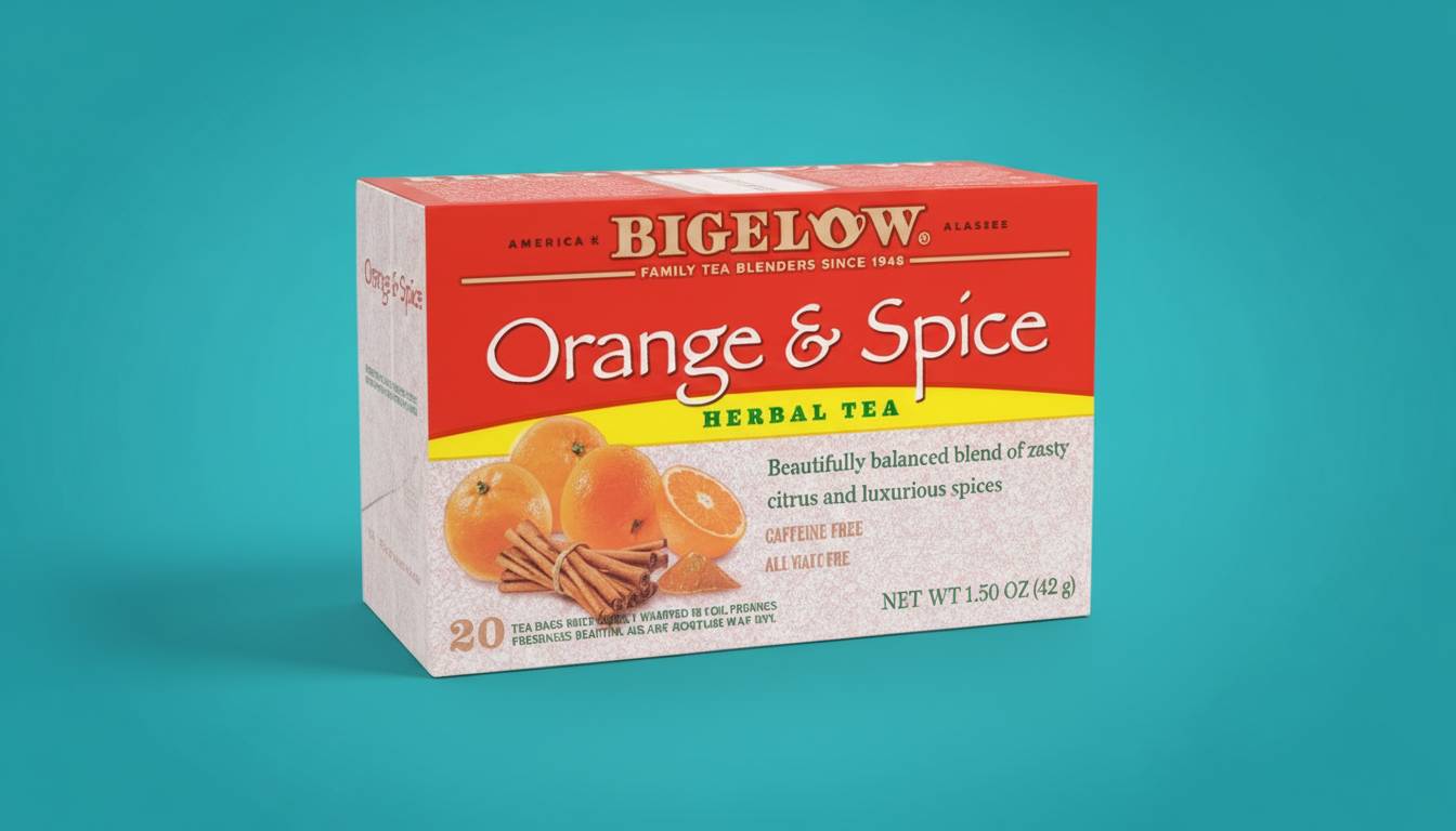 Bigelow Orange & Spice Herbal Tea Tea Bags product image - Pops Trading Company