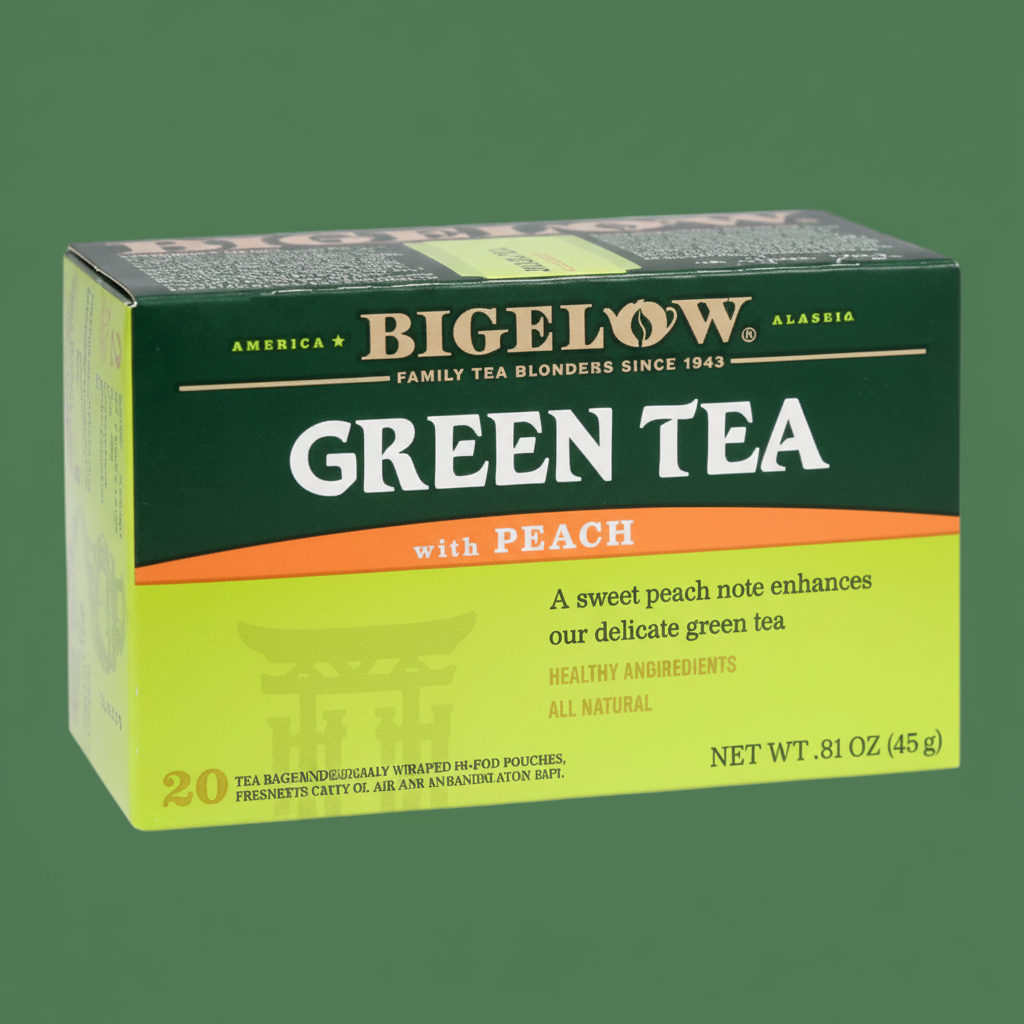 Bigelow Green Tea with Peach Tea Bags product image - Pops Trading Company