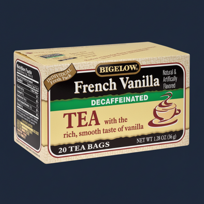 Bigelow French Vanilla Decaf Black Tea Tea Bags product image - Pops Trading Company