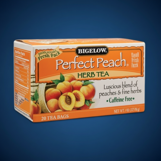 Bigelow Perfect Peach Herbal Tea Tea Bags product image - Pops Trading Company