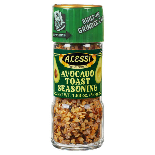 Alessi Avocado Toast Seasoning – 1.83 oz Grinder Bottle front package image - Pops Trading Company