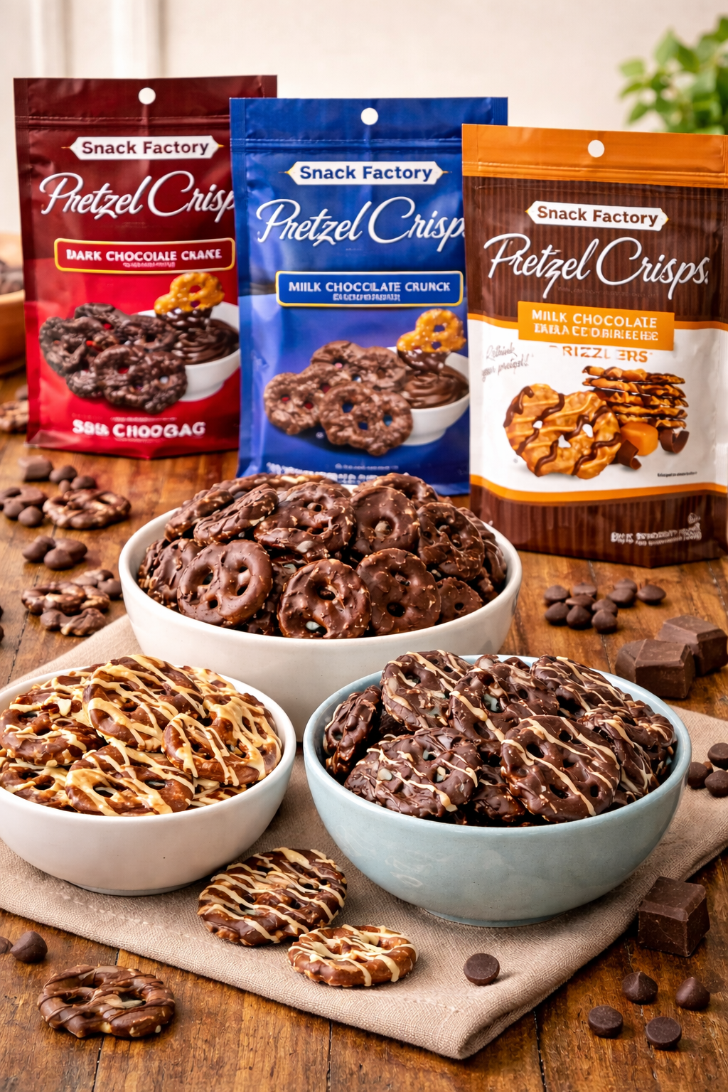 Snack Factory Milk Chocolate Crunch Pretzel Crisps, 155g/5.5 oz nutrition facts and ingredients image - Pops Trading Company