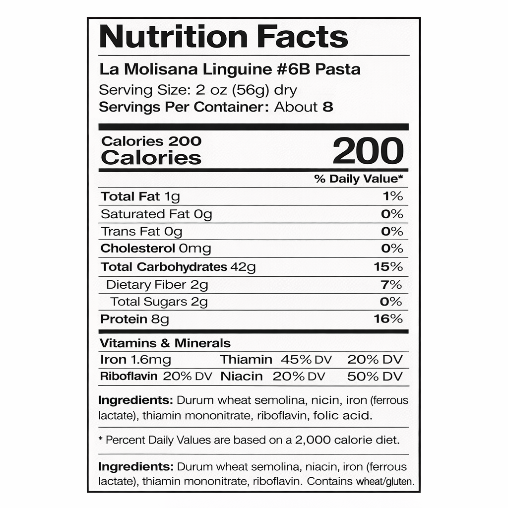 La Molisana Pasta #6B Linguine – 3 Pack (3 × 16 oz Bags) side package detail image - Pops Trading Company