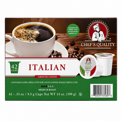Chef's Quality Italian Roast Single Serve Coffee Cups 42ct product image at Pops Trading Company