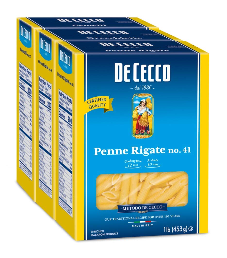 De Cecco Pasta Custom Bundle 1 lbs Ea Penne Rigate, Orecchiette & Gemellii front package image - Pops Trading Company