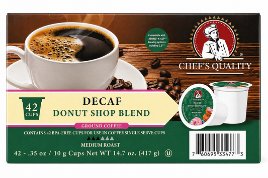 Chef's Quality Decaf Donut Shop Blend Single Serve Coffee Cups 42ct product image at Pops Trading Company
