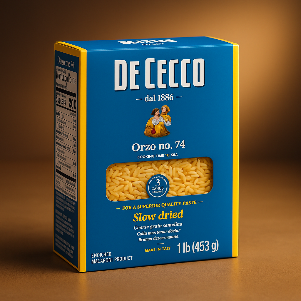 De Cecco Orzo Pasta No. 74 16 oz Box package image