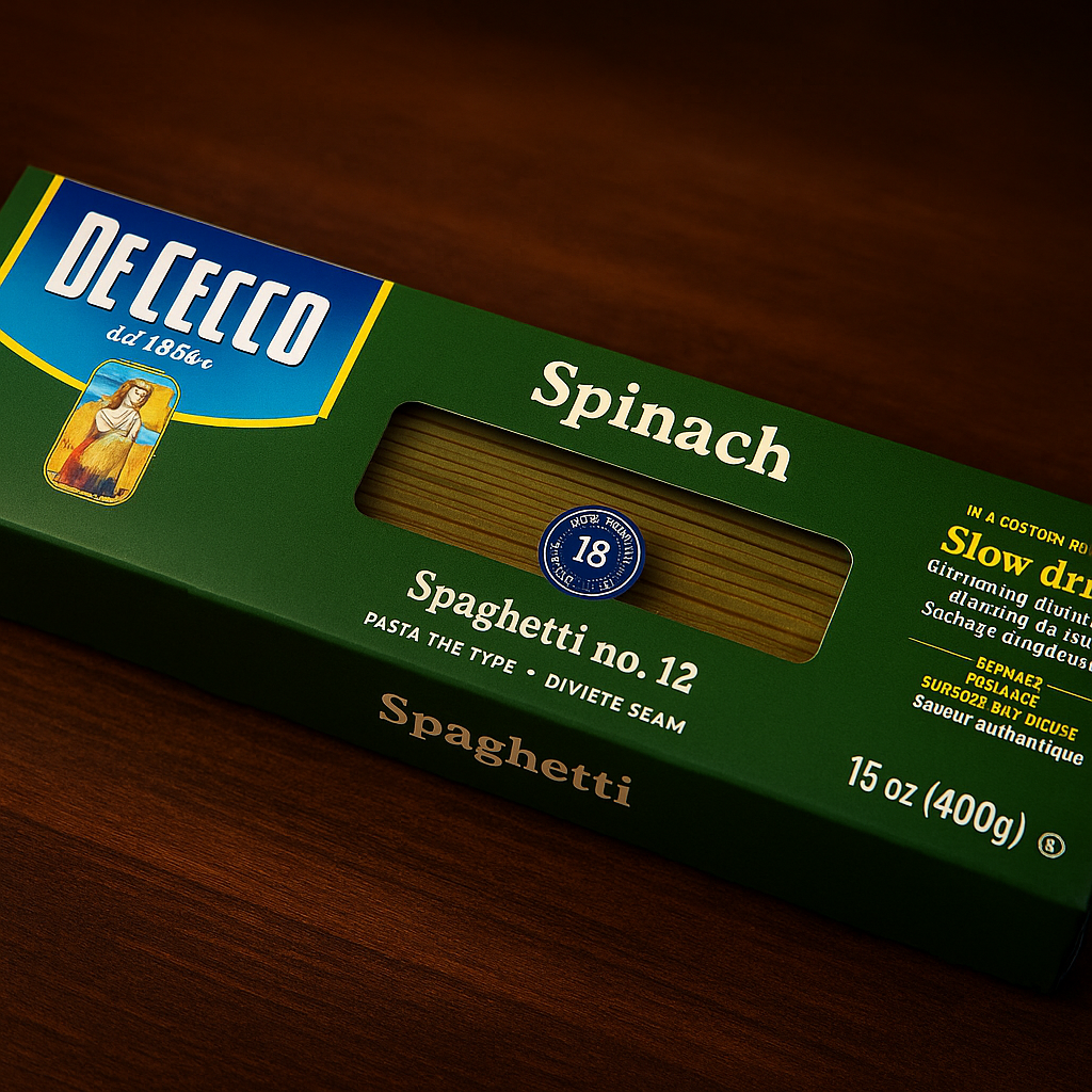 De Cecco Spaghetti With Spinach 12Oz – Imported Italian Pasta package image