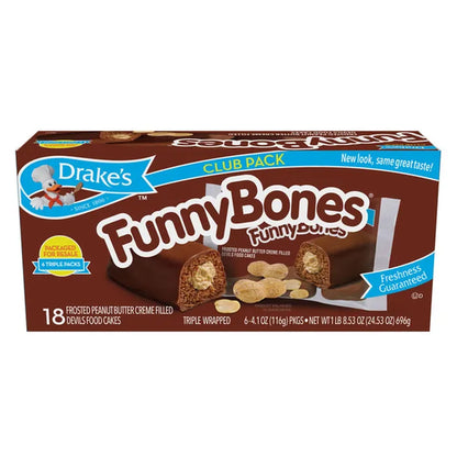 Drake's Funny Bones Club Pack – 18 Cakes, 6 Triple Packs, 24.53 oz